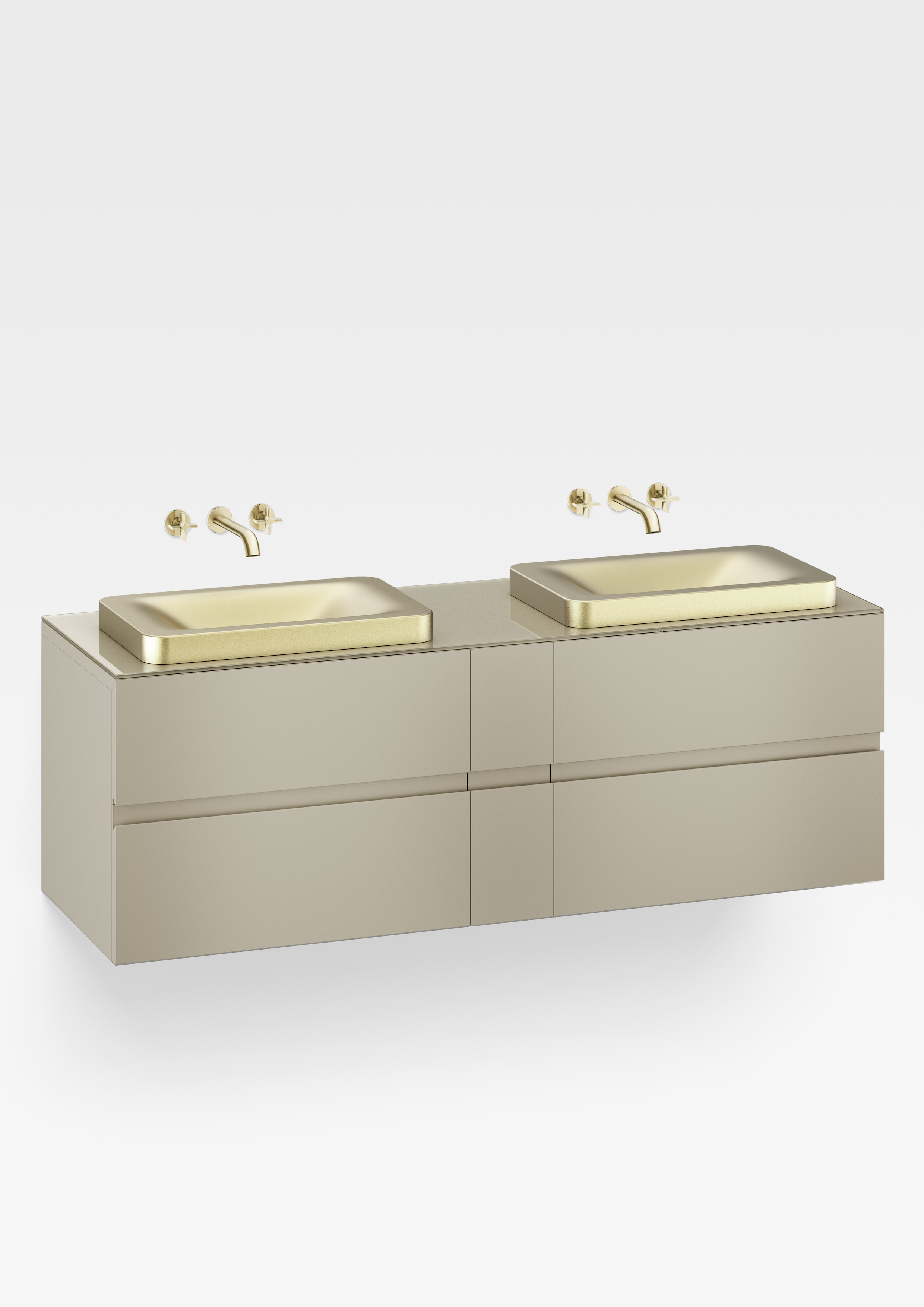 1800 mm wall-hung furniture for 2 over countertop washbasins and wall-mounted basin mixers 1800 mm wall-hung furniture for 2 over countertop washbasins and wall-mounted basin mixers
