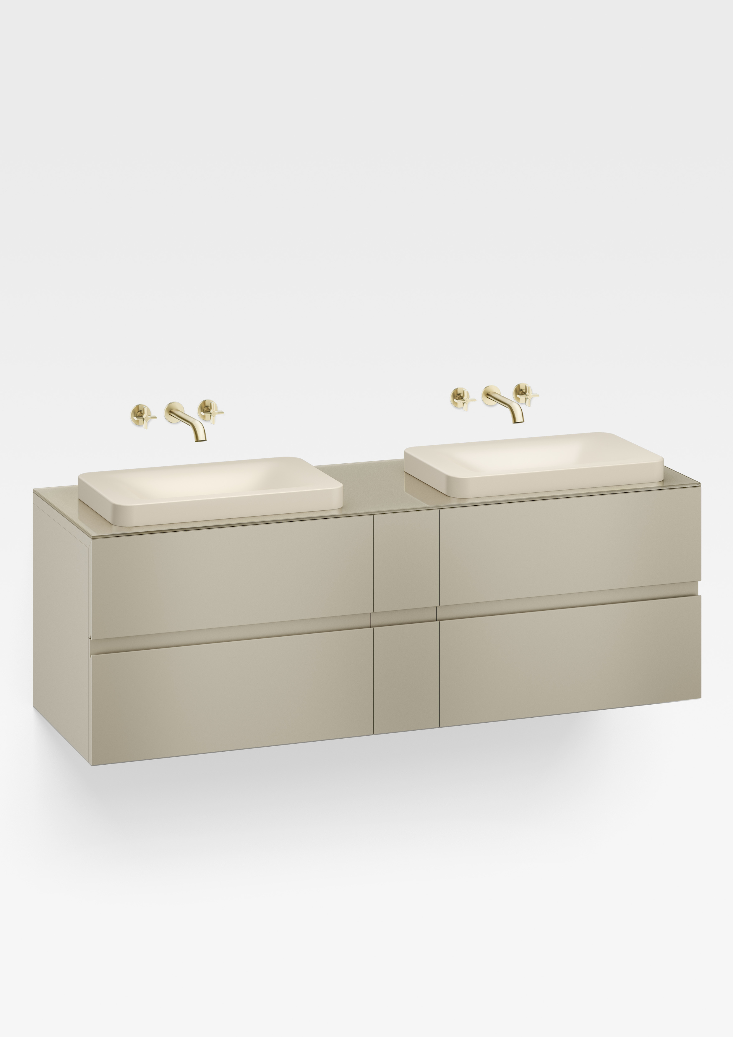 1800 mm wall-hung furniture for 2 over countertop washbasins and wall-mounted basin mixers 1800 mm wall-hung furniture for 2 over countertop washbasins and wall-mounted basin mixers
